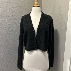 Vince NWT alpaca wool gray cropped cardigan medium